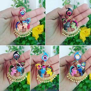 Latest Hand Painted Radha Krishna Earrings