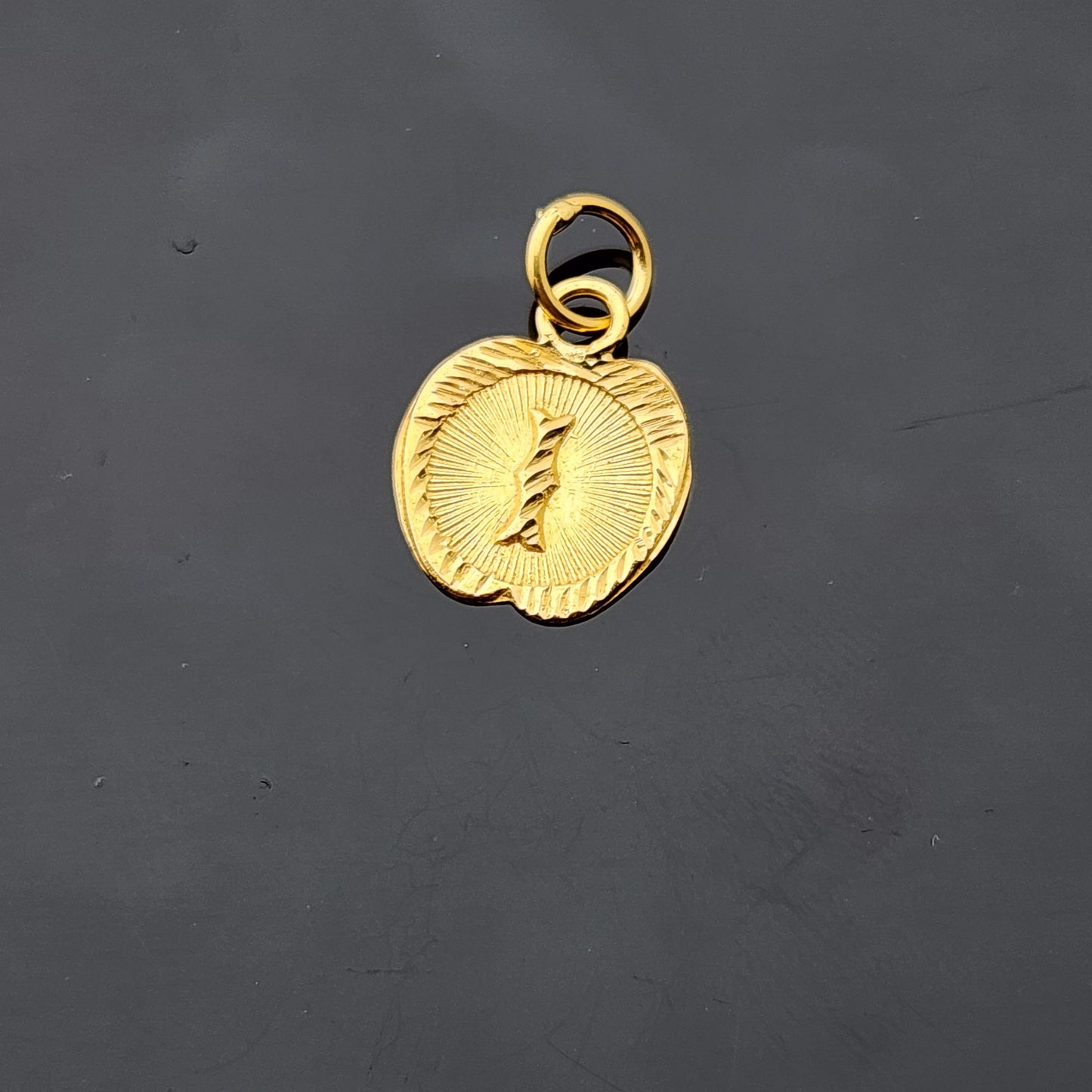 22K Solid Gold Letter Pendant P1764