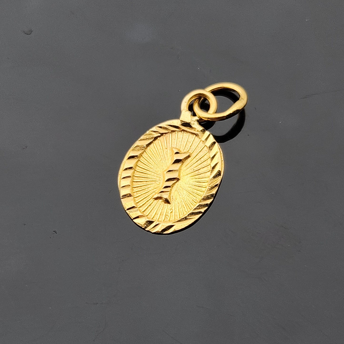 22K Solid Gold Letter Pendant P1769