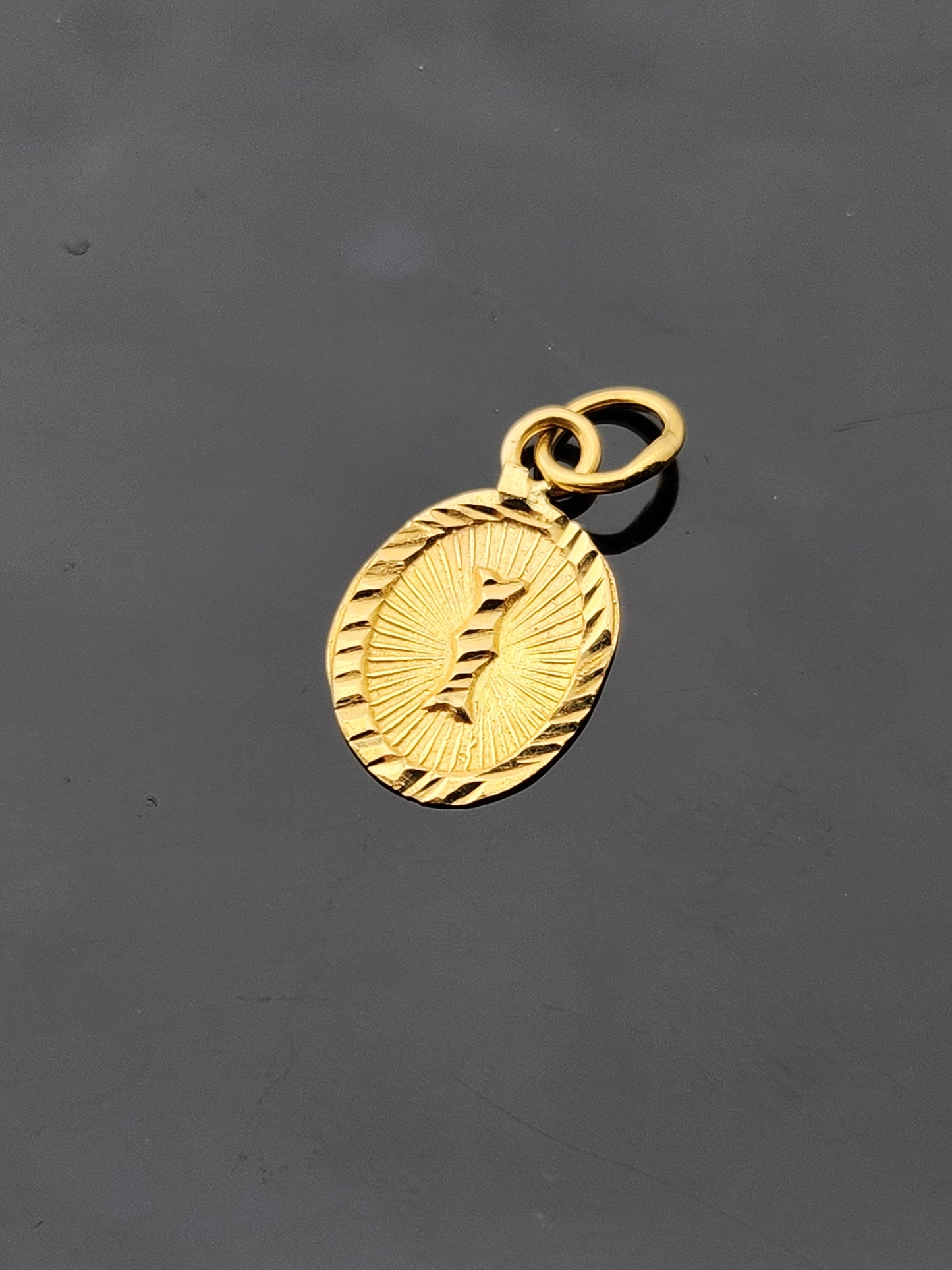 22K Solid Gold Letter Pendant P1769