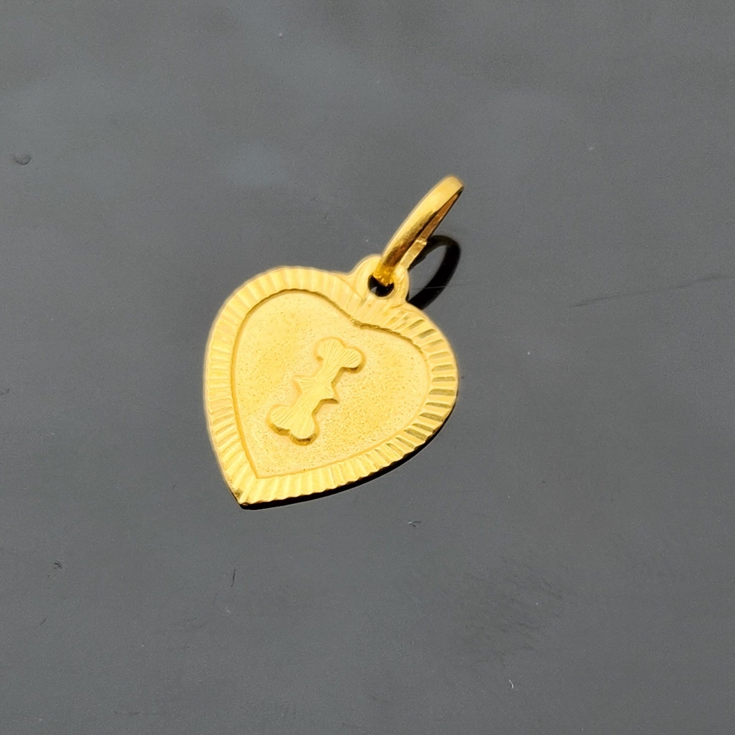 22K Solid Gold Letter Pendant P1766