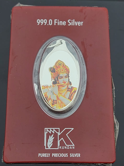 Lord Krishna Pure Silver Coin scn22 - Royal Dubai Jewellers