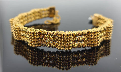 21K Solid Gold Designer Open Cuff Bracelet BR6307 - Royal Dubai Jewellers
