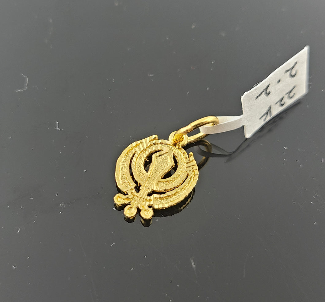22K Solid Gold Khanda Pendant P5812 - Royal Dubai Jewellers