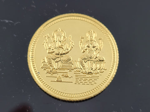 24K Lakshmi Ganesh Solid Gold Coin cn21 - Royal Dubai Jewellers