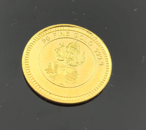 24K Lord Ganesh Solid Gold Coin cn20 - Royal Dubai Jewellers