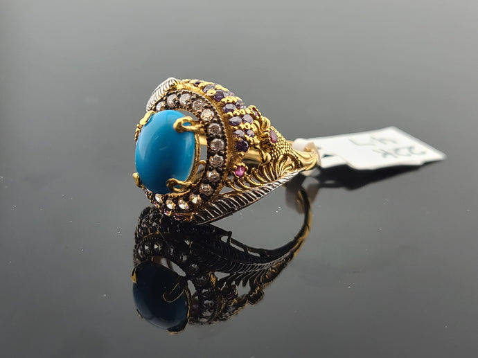 22K Solid Gold Multicolored Zircon Ring R10421 - Royal Dubai Jewellers
