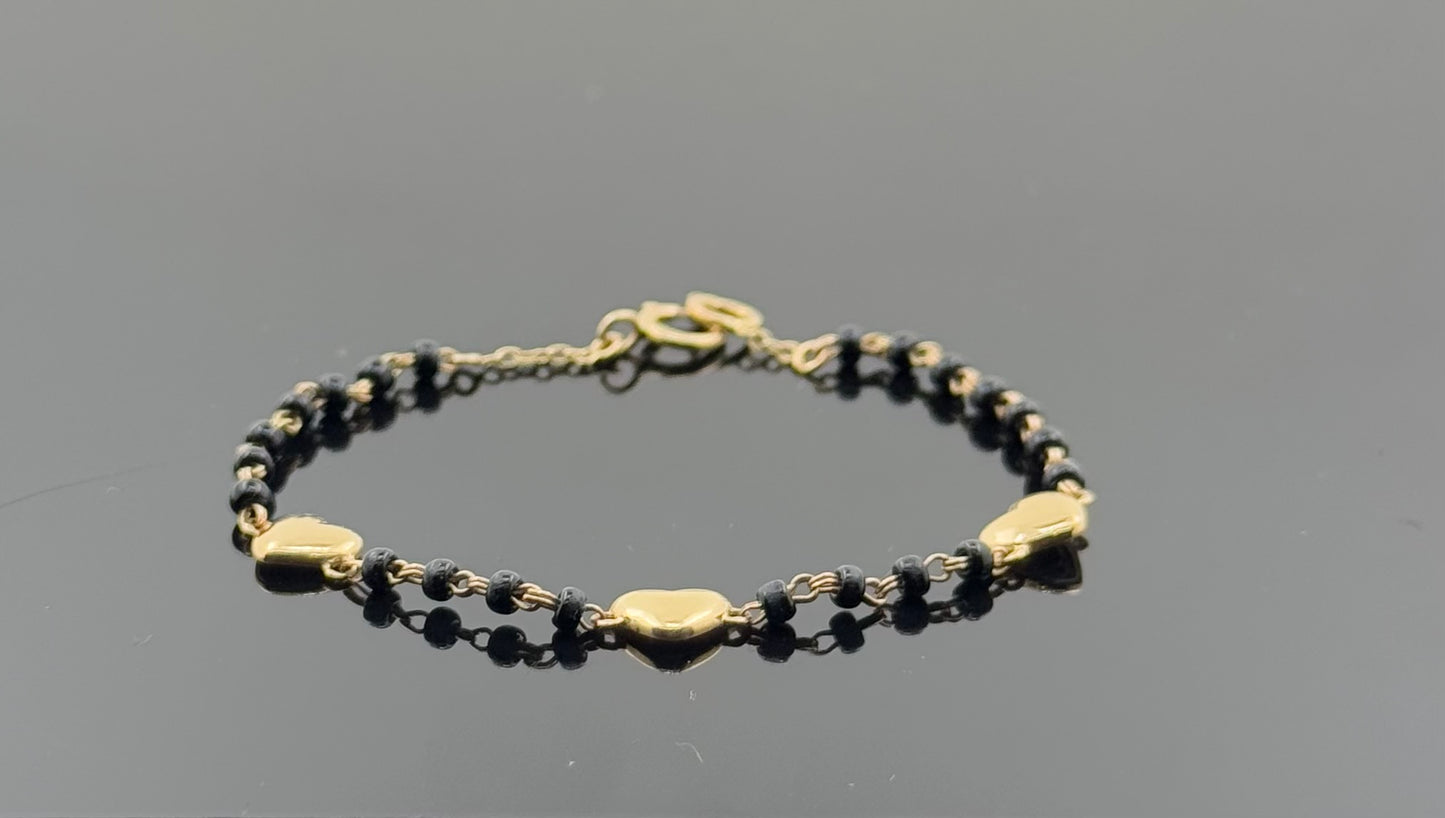 22k Children Black Bead Bracelet BBB33