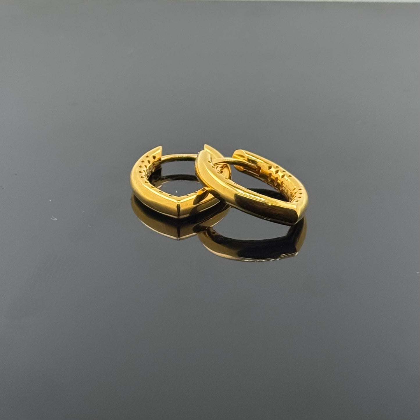 22k Solid Gold Simple Ladies Hoops E112