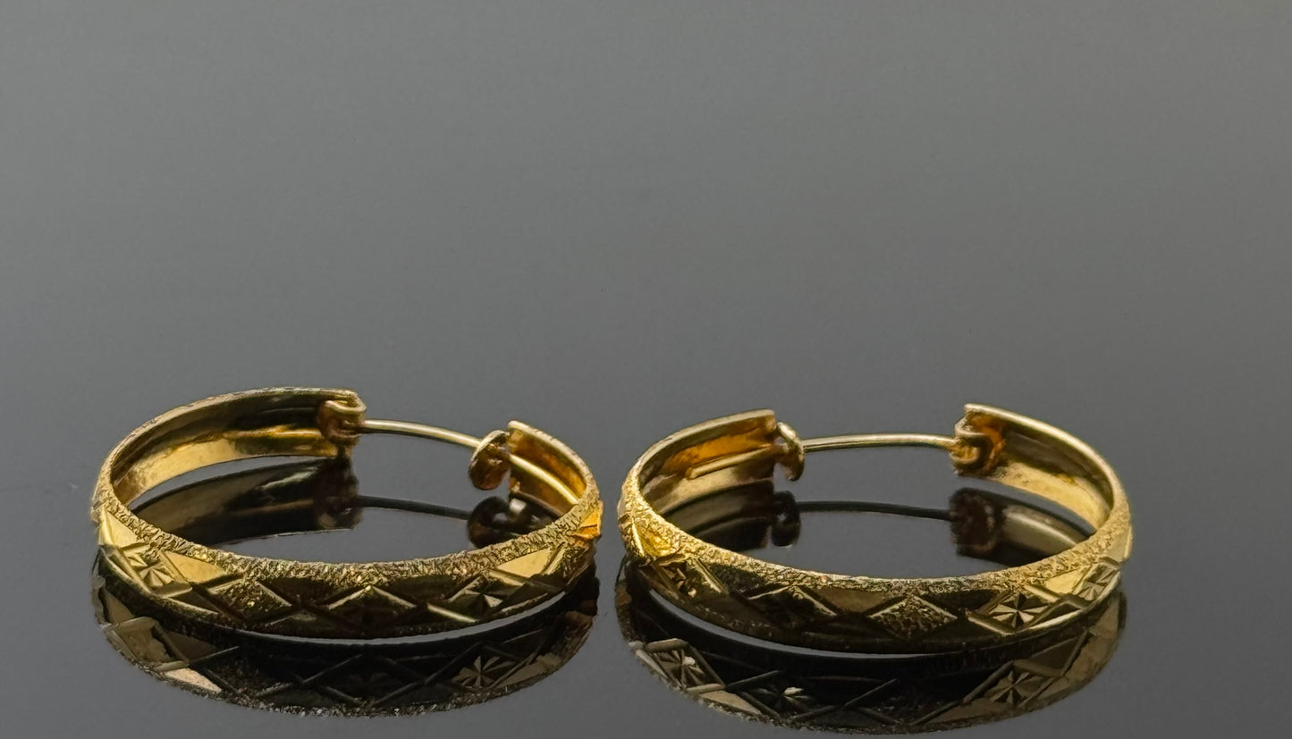 22k Solid Gold Simple Ladies Hoops E127