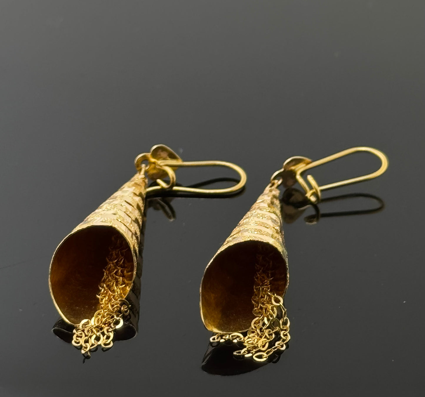 21k Solid Gold Simple Ladies Hoops E152