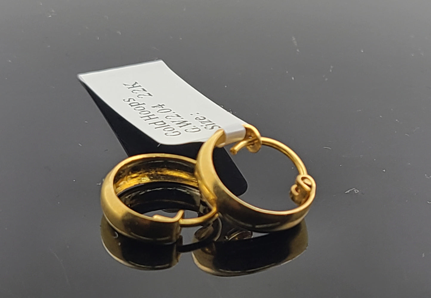 22k Solid Gold Ladies Simple Hoops E16