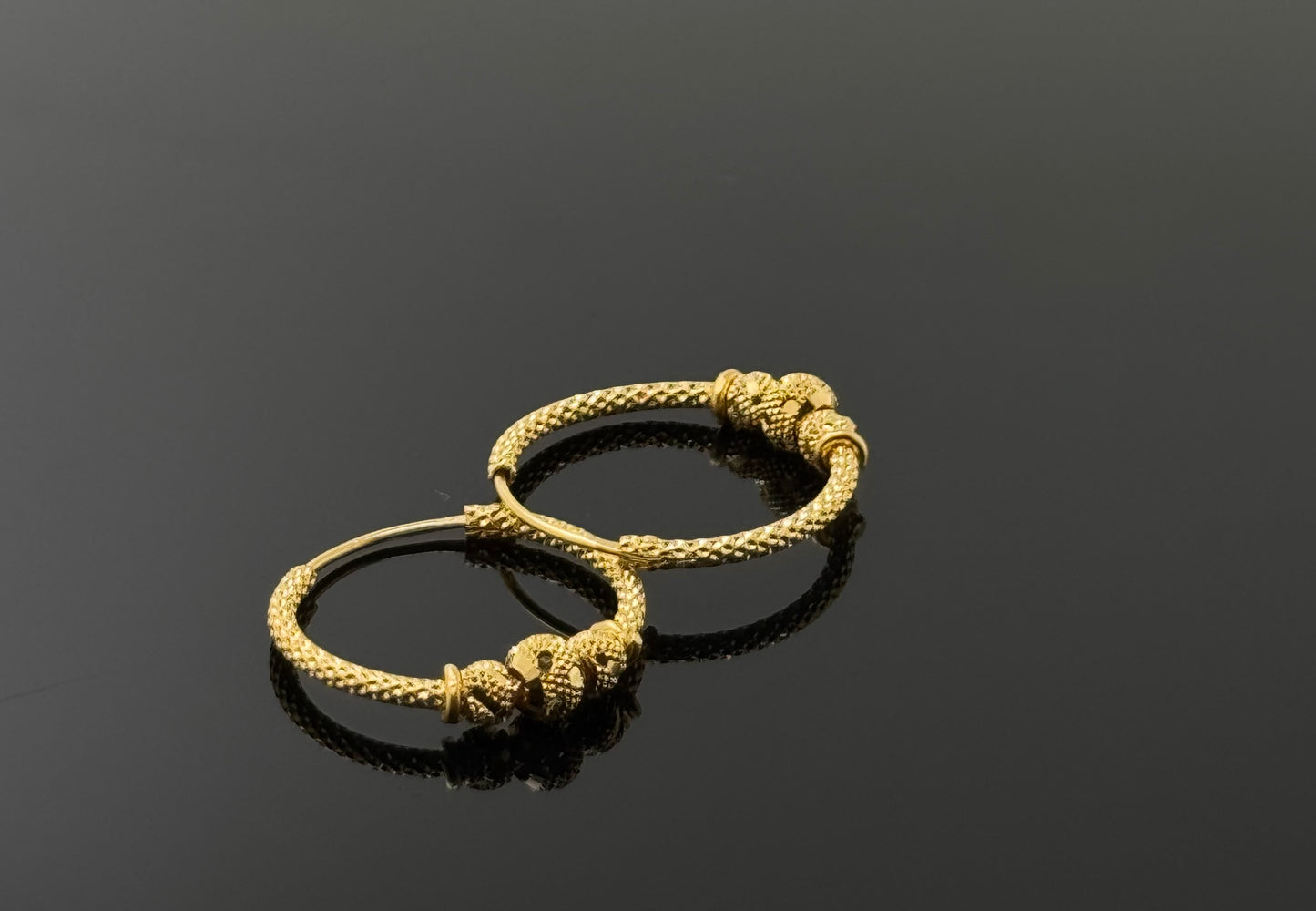 22k Solid Gold Simple Ladies Hoops E173