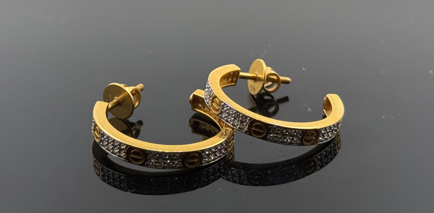 22k Solid Gold Simple Ladies Hoops E18