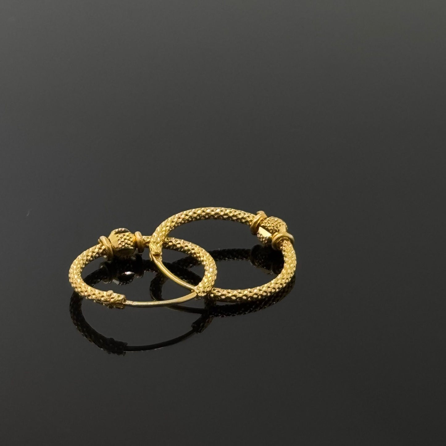 22k Solid Gold Simple Ladies Hoops E216