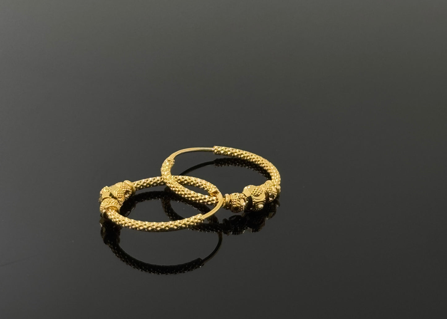 22k Solid Gold Simple Ladies Hoops E217