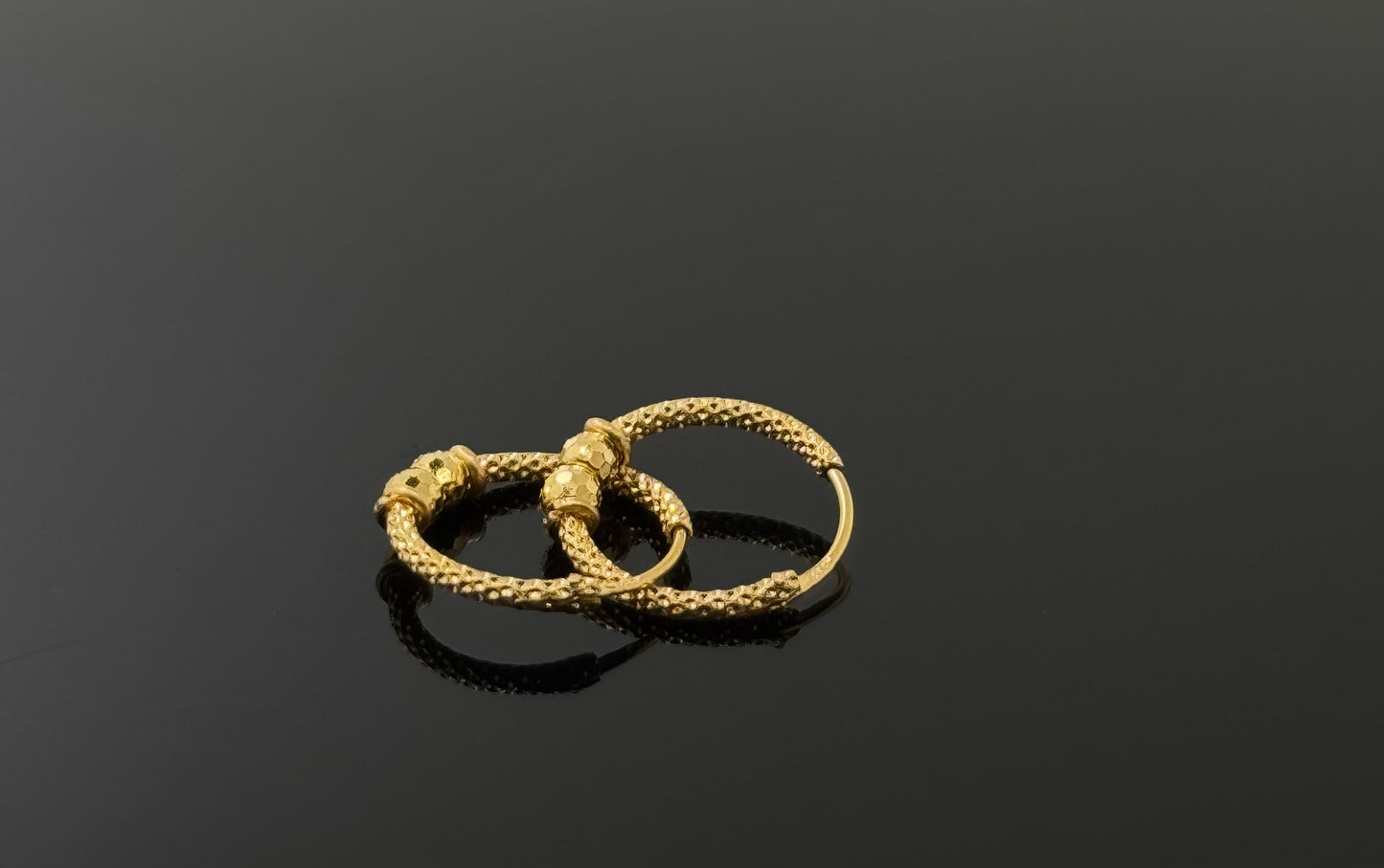 22k Solid Gold Simple Ladies Hoops E229