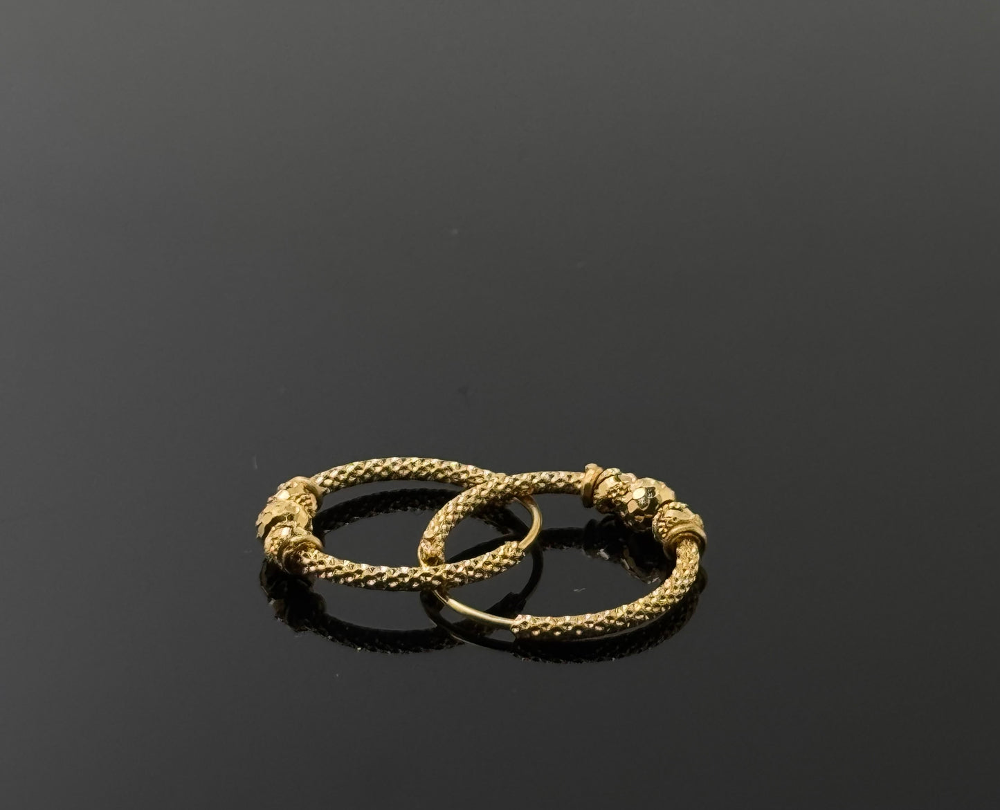 22k Solid Gold Simple Ladies Hoops E254