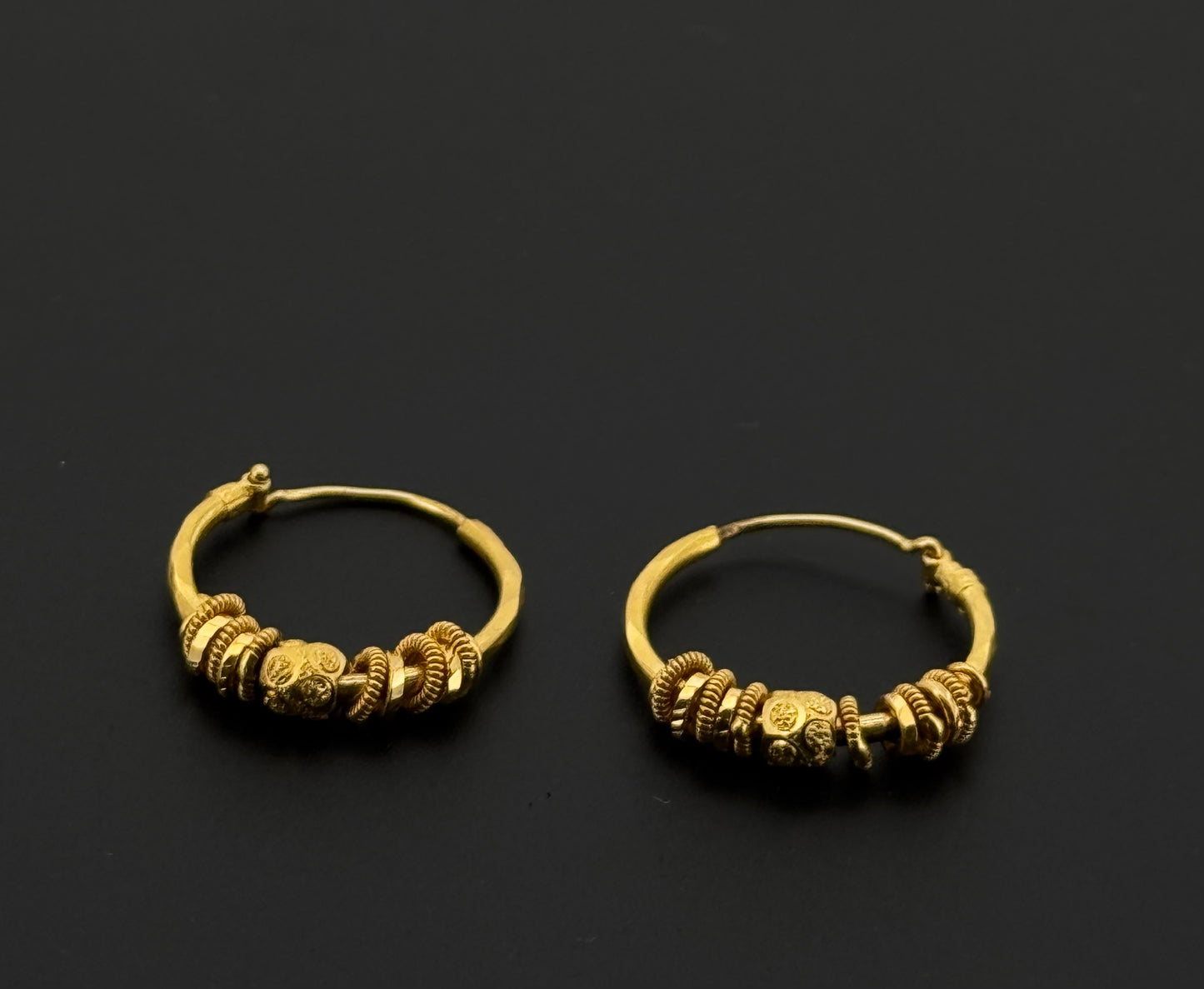 22k Solid Gold Simple Ladies Hoops E295