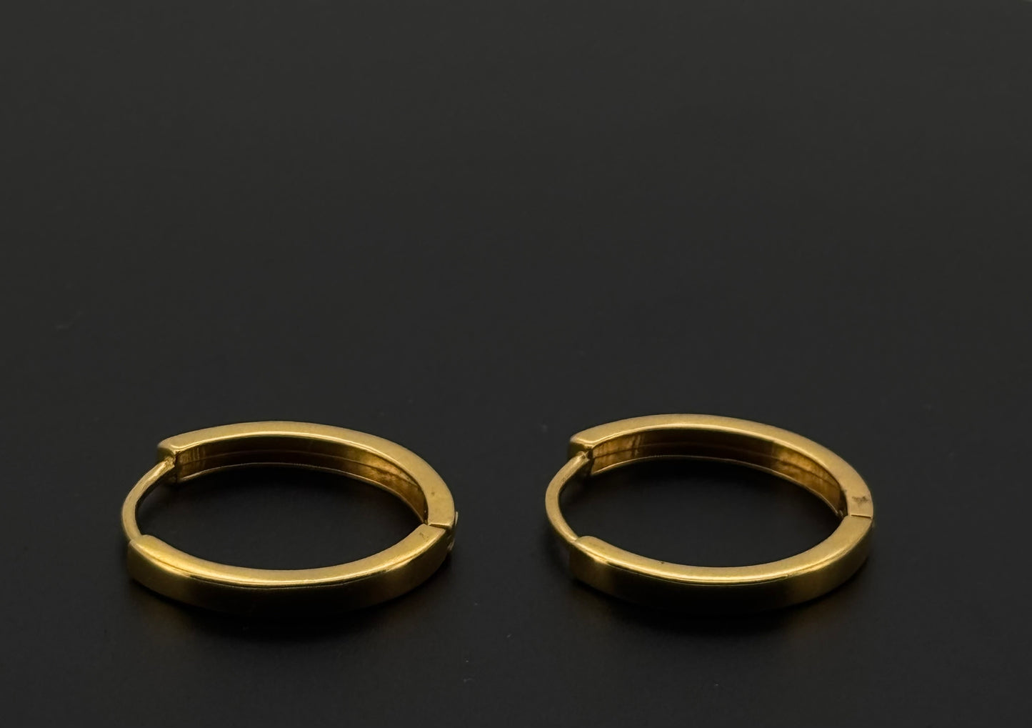 22k Solid Gold Simple Ladies Hoops E382