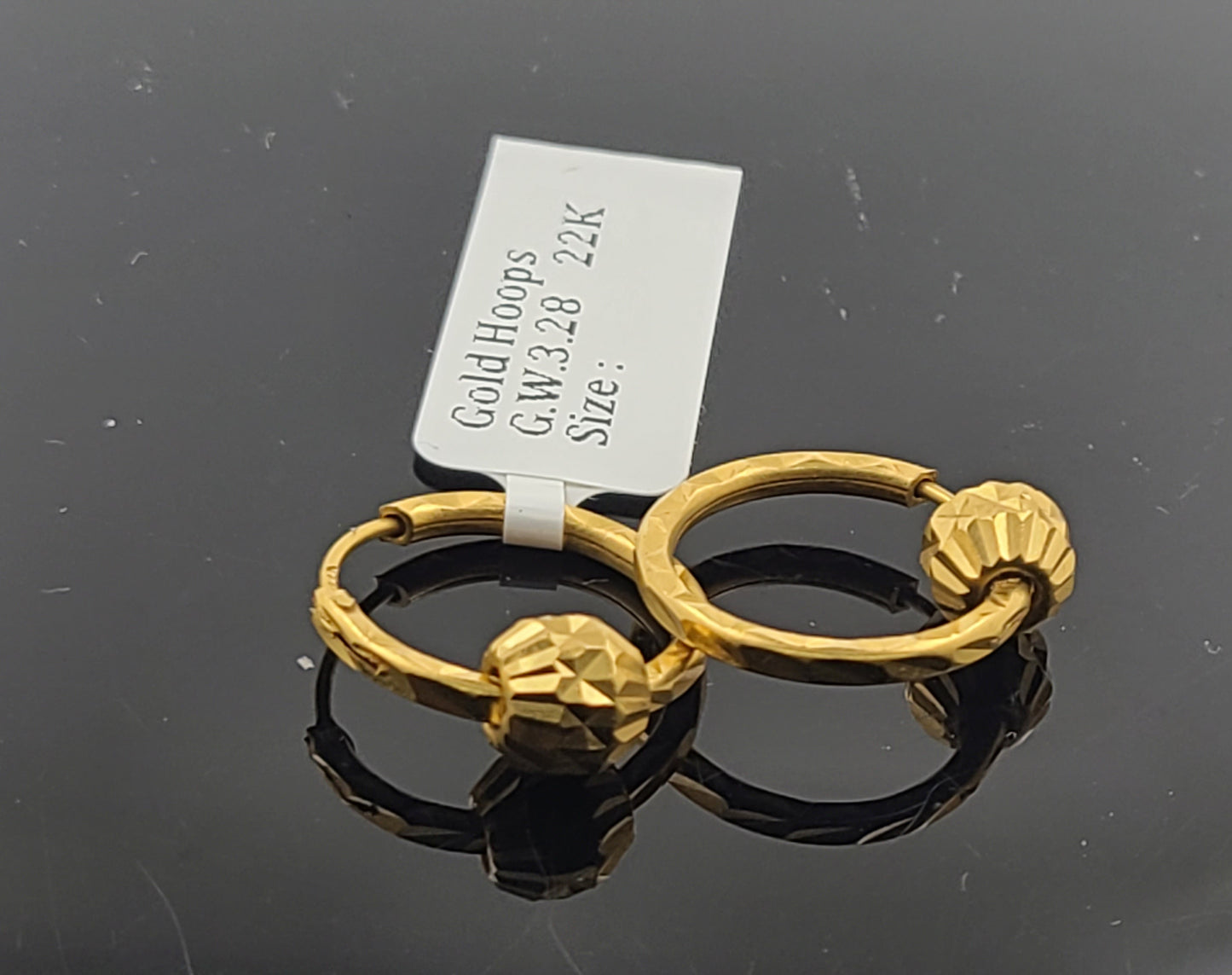 22k Solid Gold Ladies Simple Hoops E4