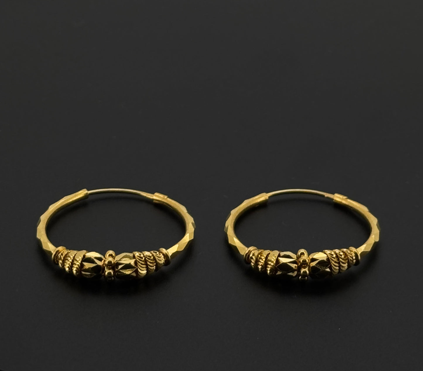 22k Solid Gold Simple Ladies Hoops E403