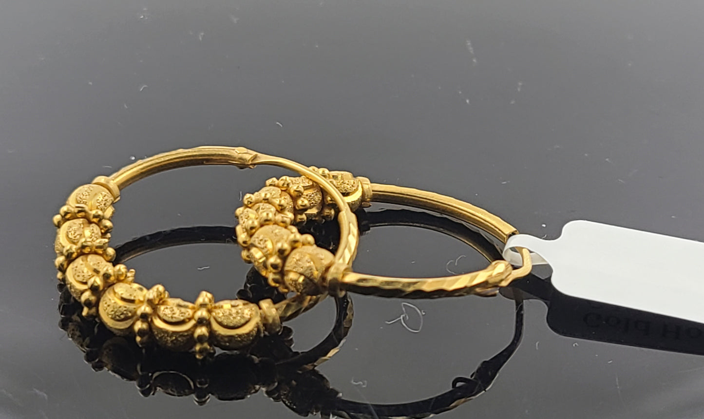 22k Solid Gold Ladies Simple Hoops E5