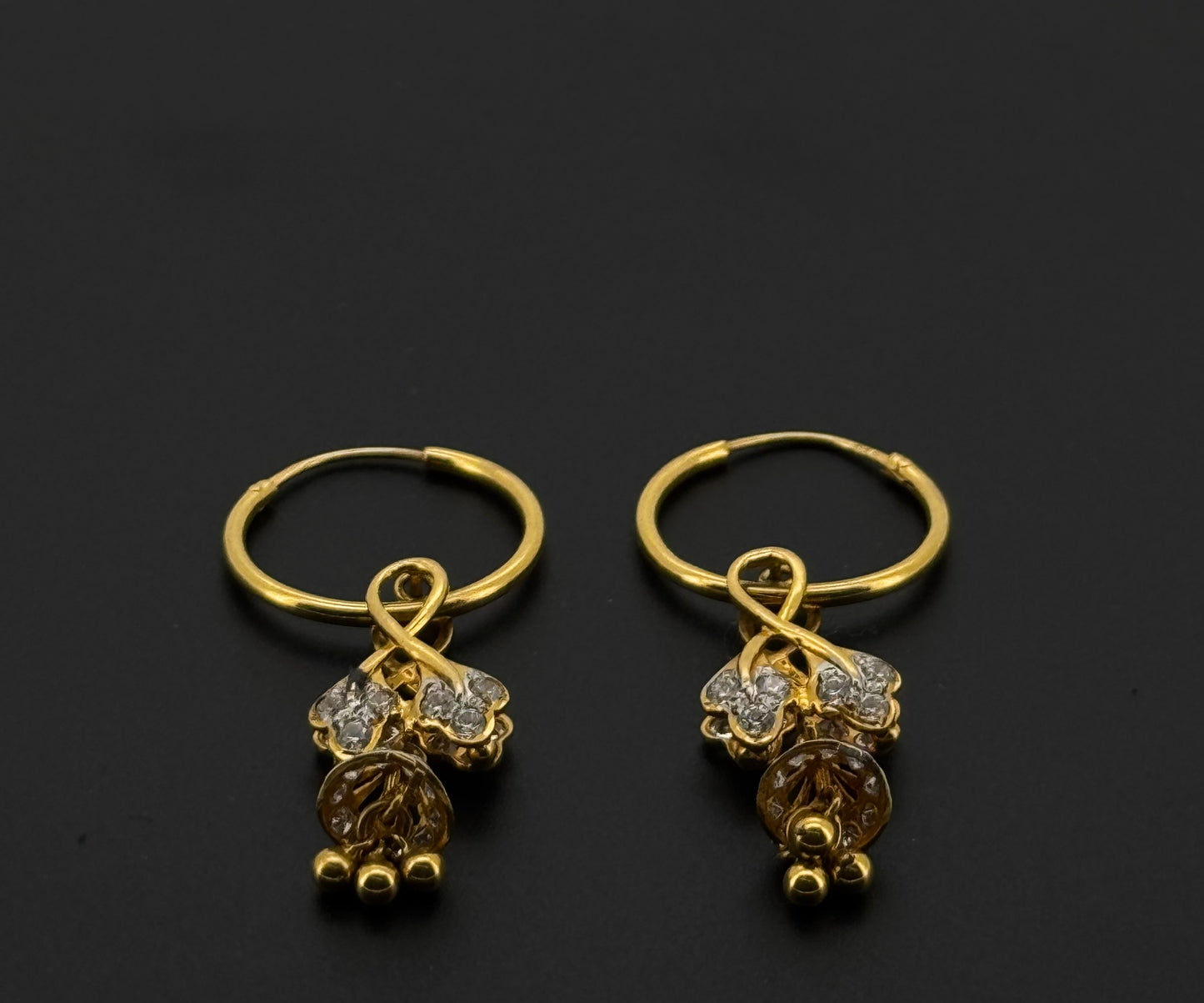 22k Solid Gold Simple Ladies Hoops E506