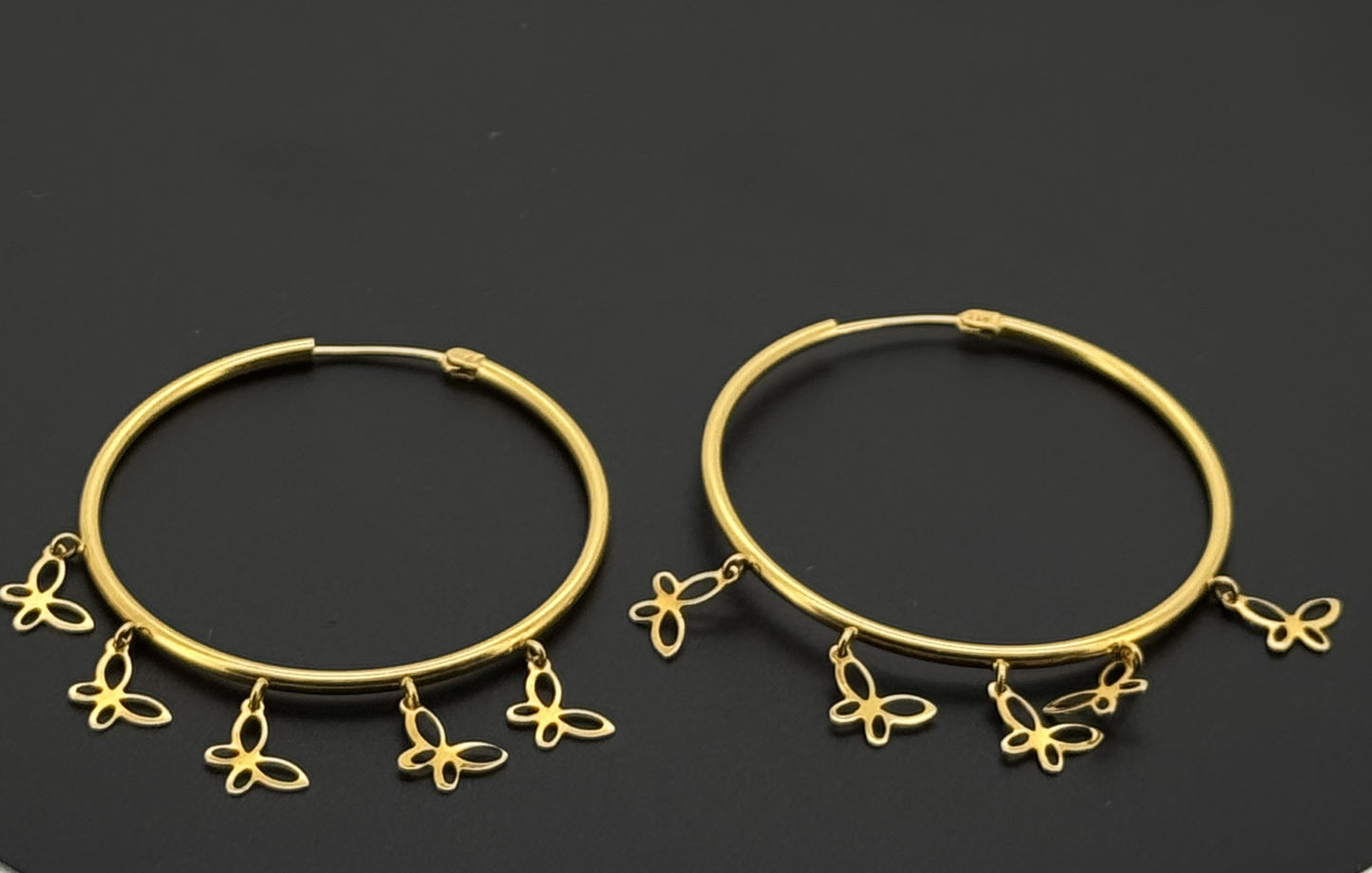 21k Solid Gold Simple Ladies Hoops E540