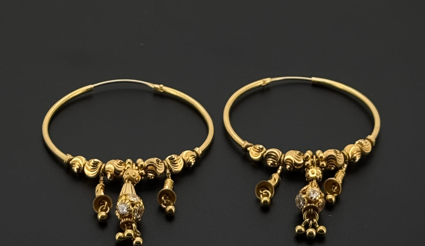 18k Solid Gold Simple Ladies Hoops E545