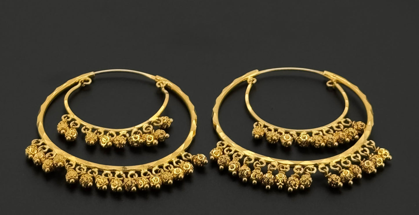 22k Solid Gold Simple Ladies Hoops E547