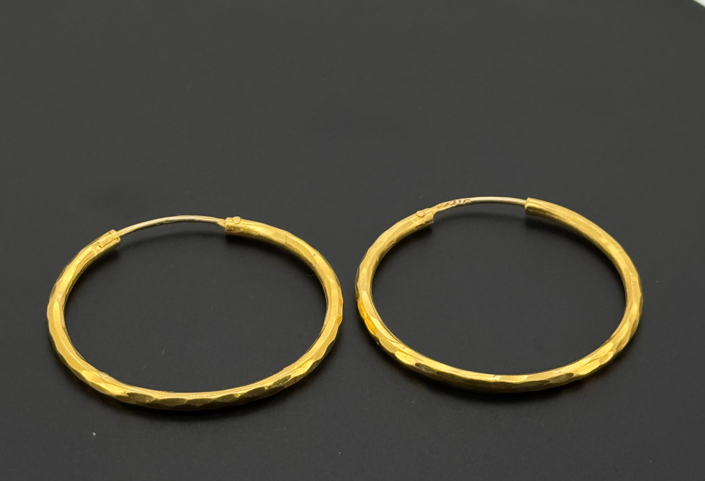 22k Solid Gold Simple Ladies Hoops E552
