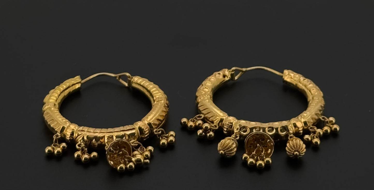 22k Solid Gold Simple Ladies Hoops E561