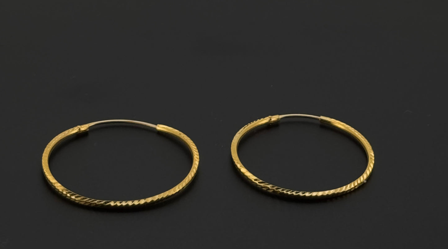 22k Solid Gold Simple Ladies Hoops E564