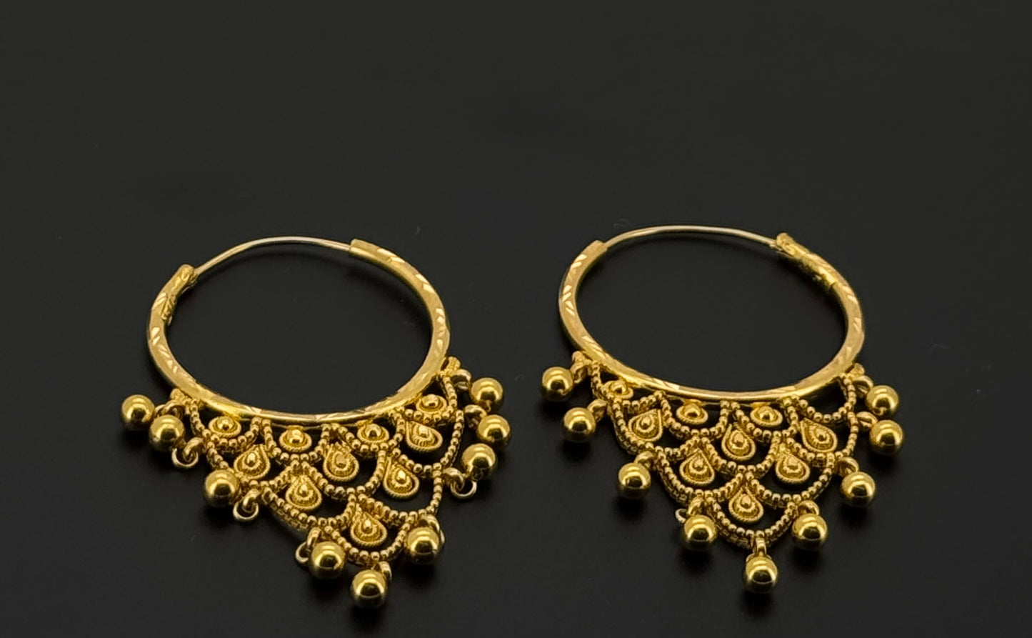 22k Solid Gold Simple Ladies Hoops E569