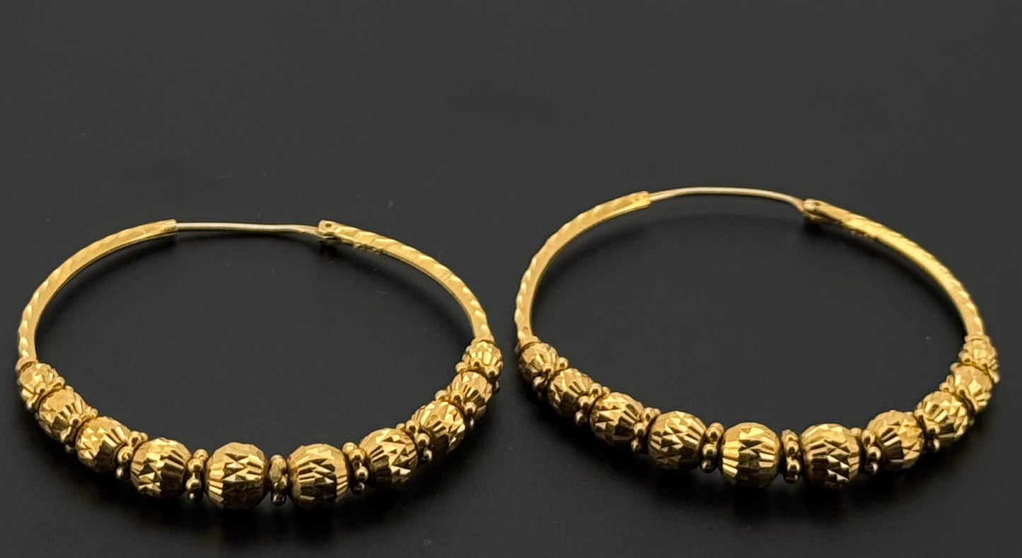 22k Solid Gold Simple Ladies Hoops E570