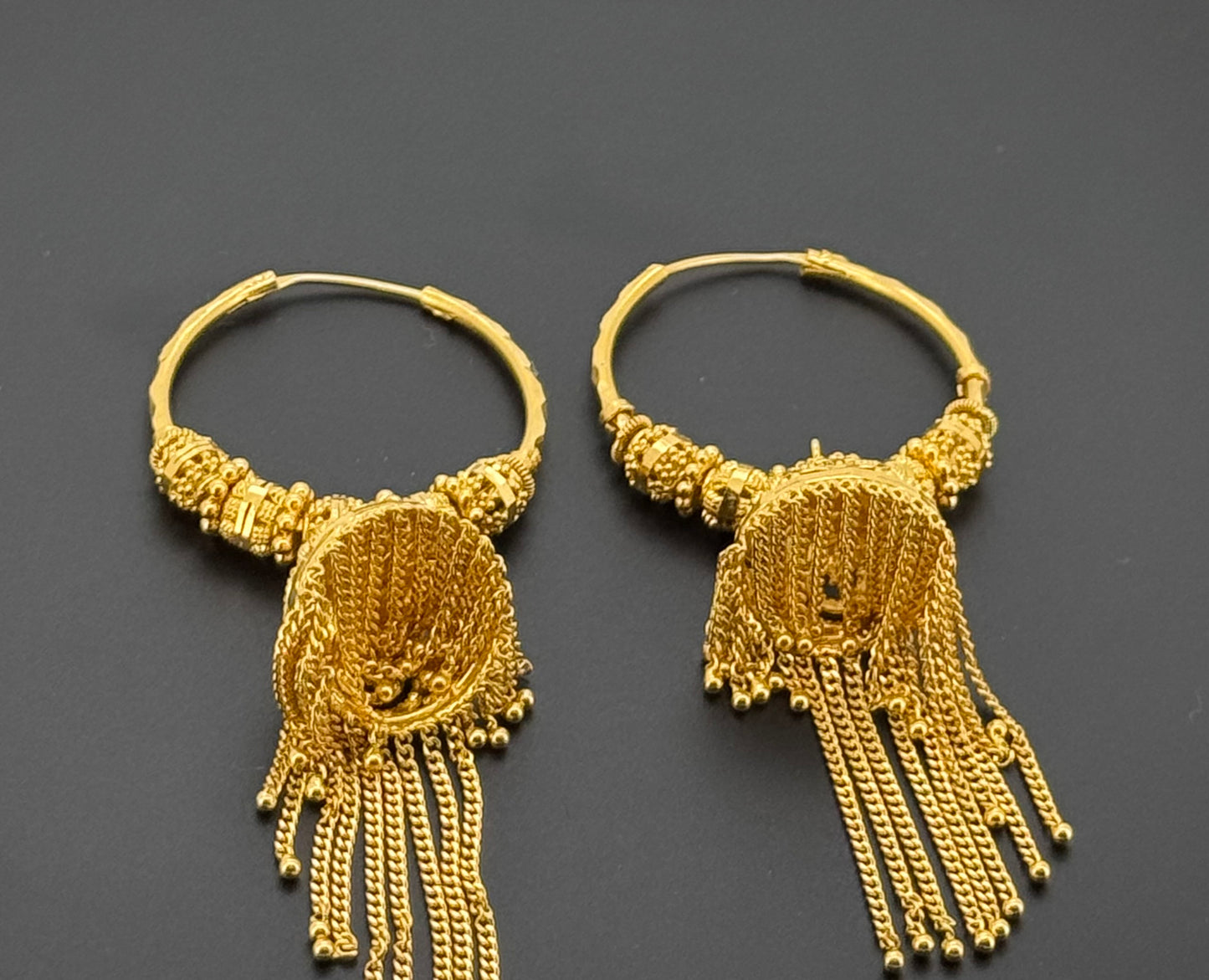 22k Solid Gold Simple Ladies Hoops E572