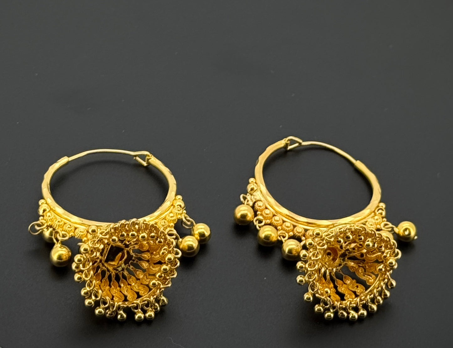 22k Solid Gold Simple Ladies Hoops E576