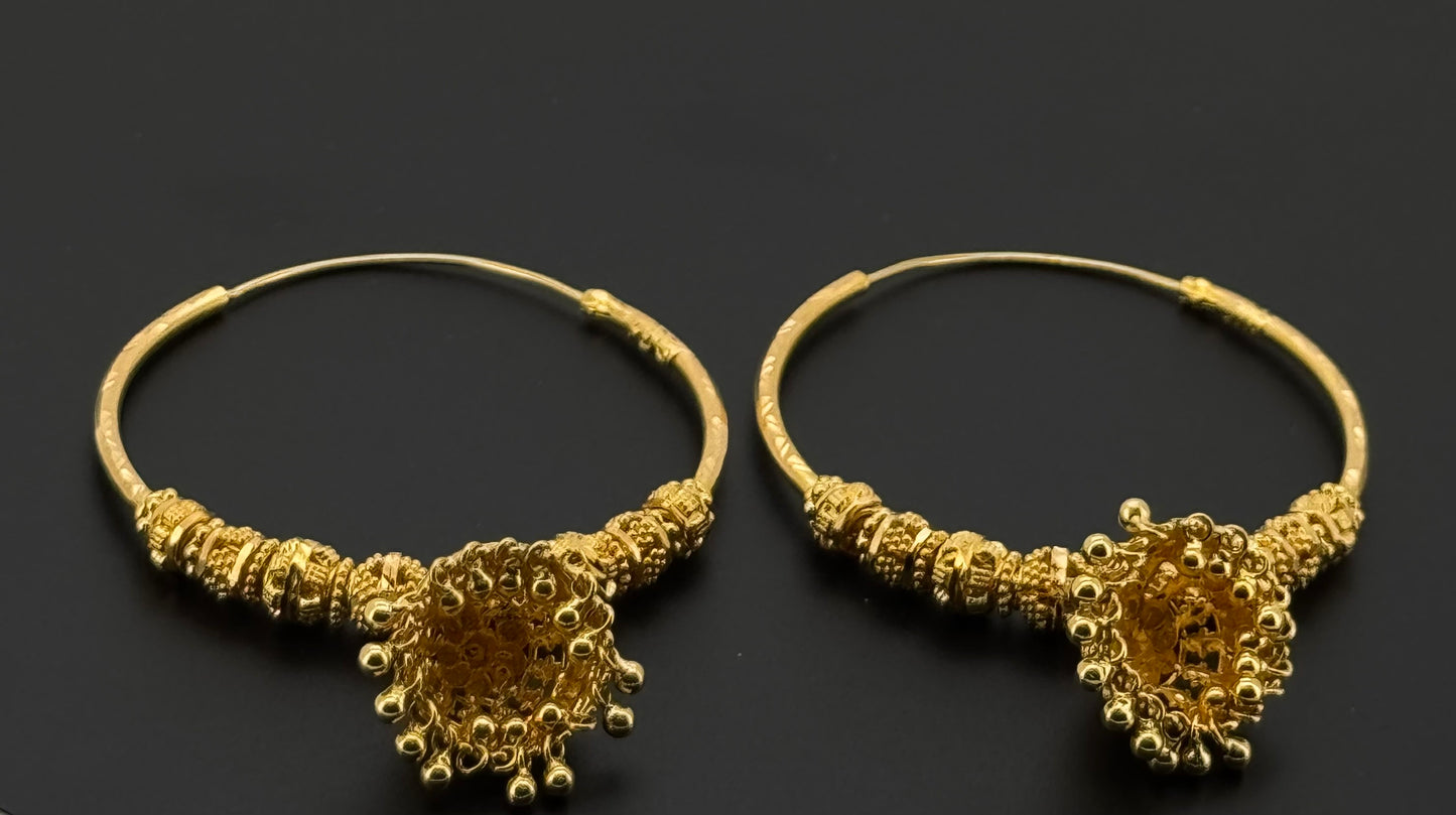 22k Solid Gold Simple Ladies Hoops E580