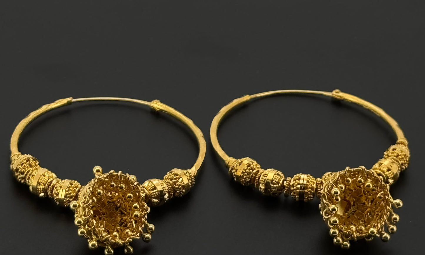 22k Solid Gold Simple Ladies Hoops E582