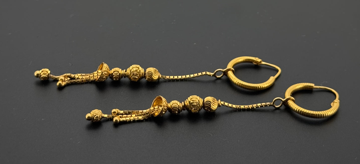 22K Solid Gold Simple Ladies Hoops E638