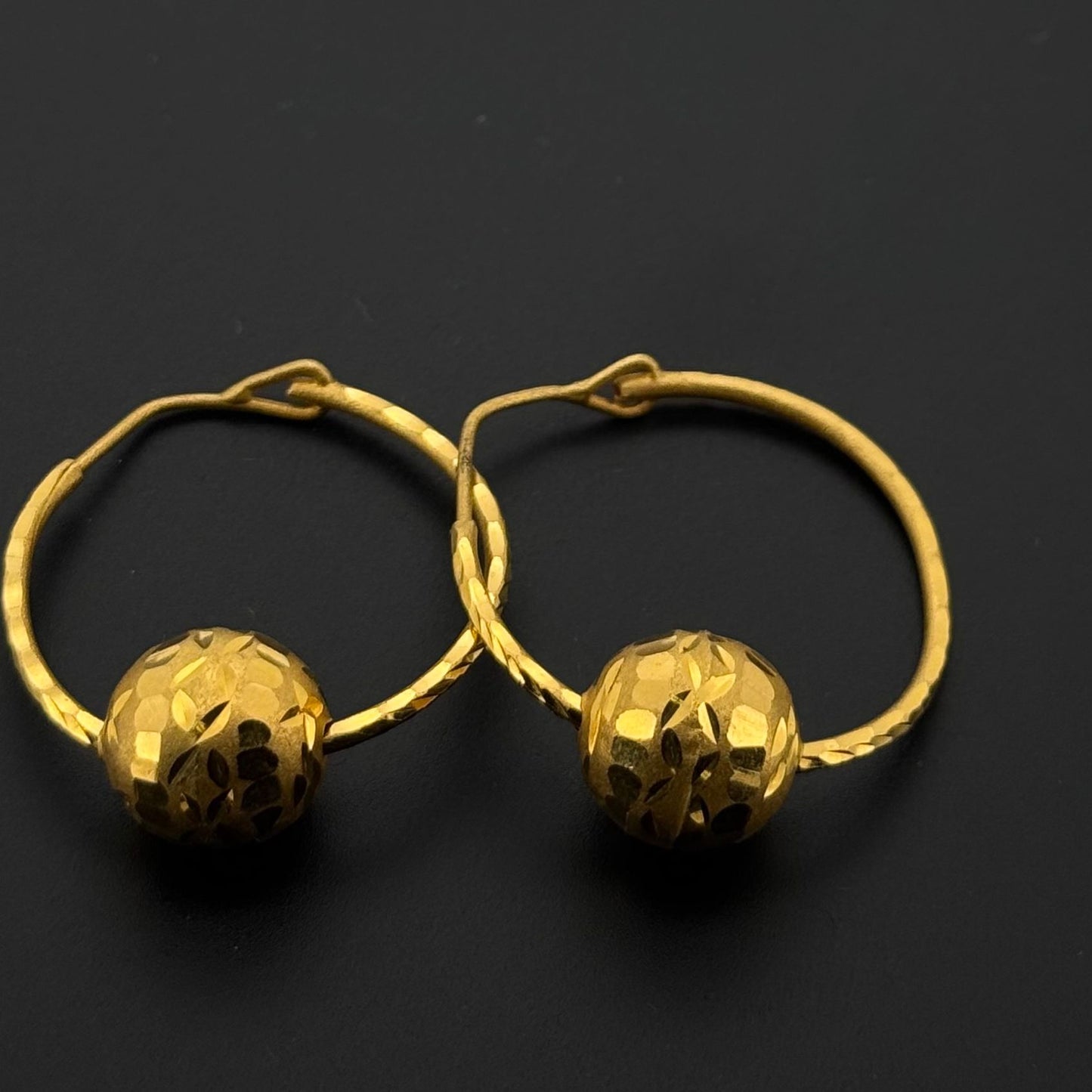 21K Solid Gold Simple Ladies Hoops E640
