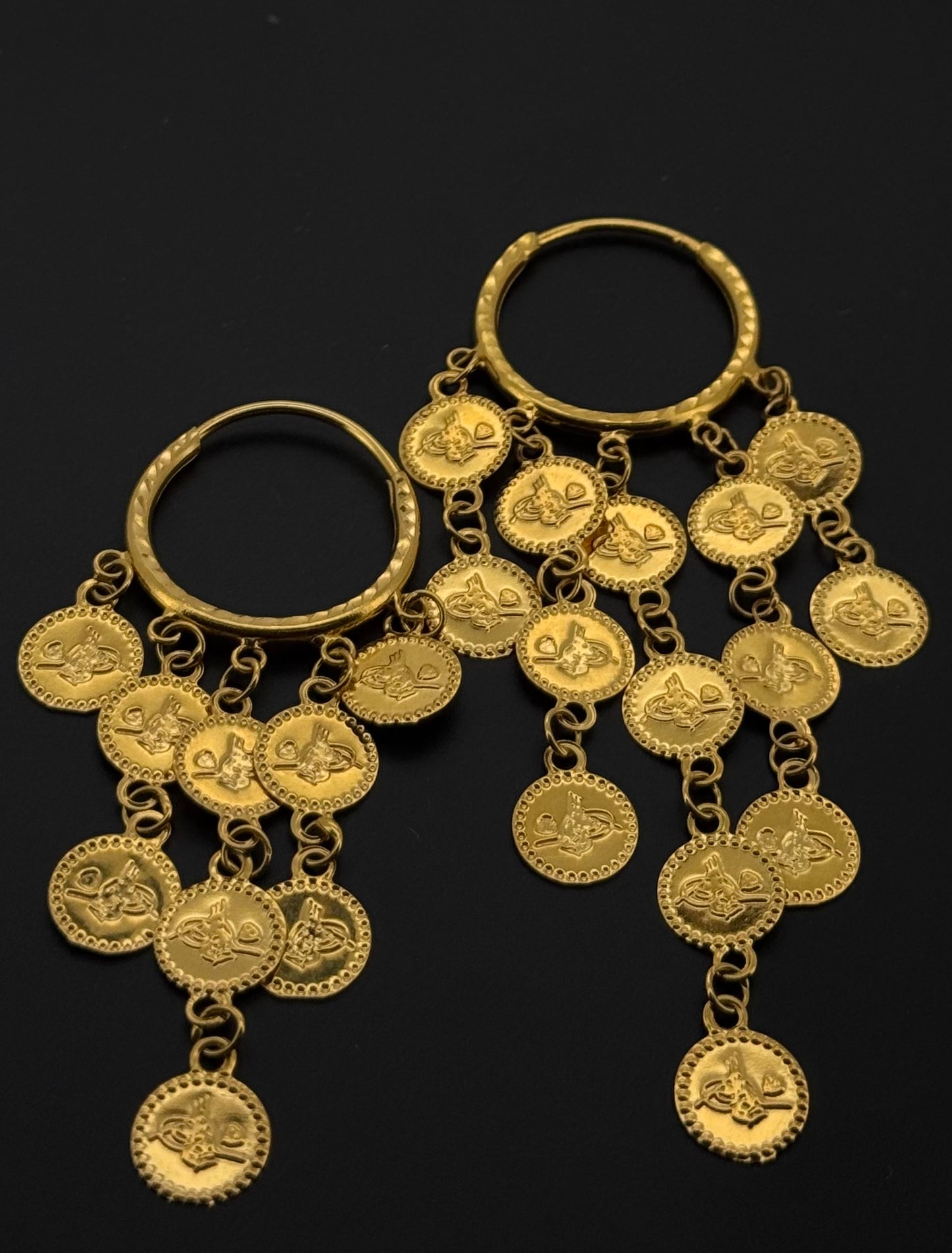 21K Solid Gold Simple Ladies Hoops E641