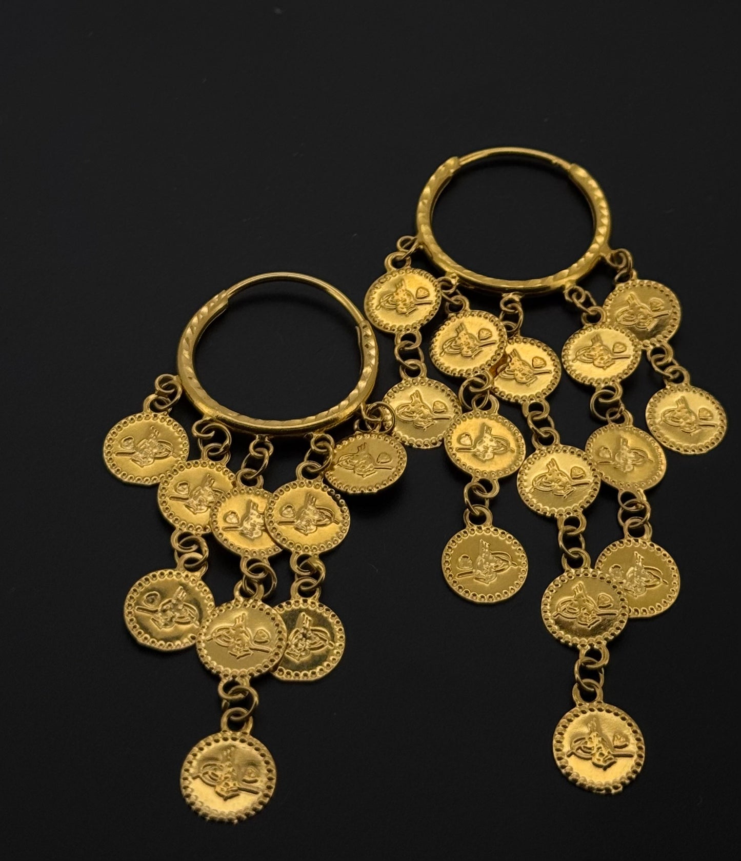 21K Solid Gold Simple Ladies Hoops E642