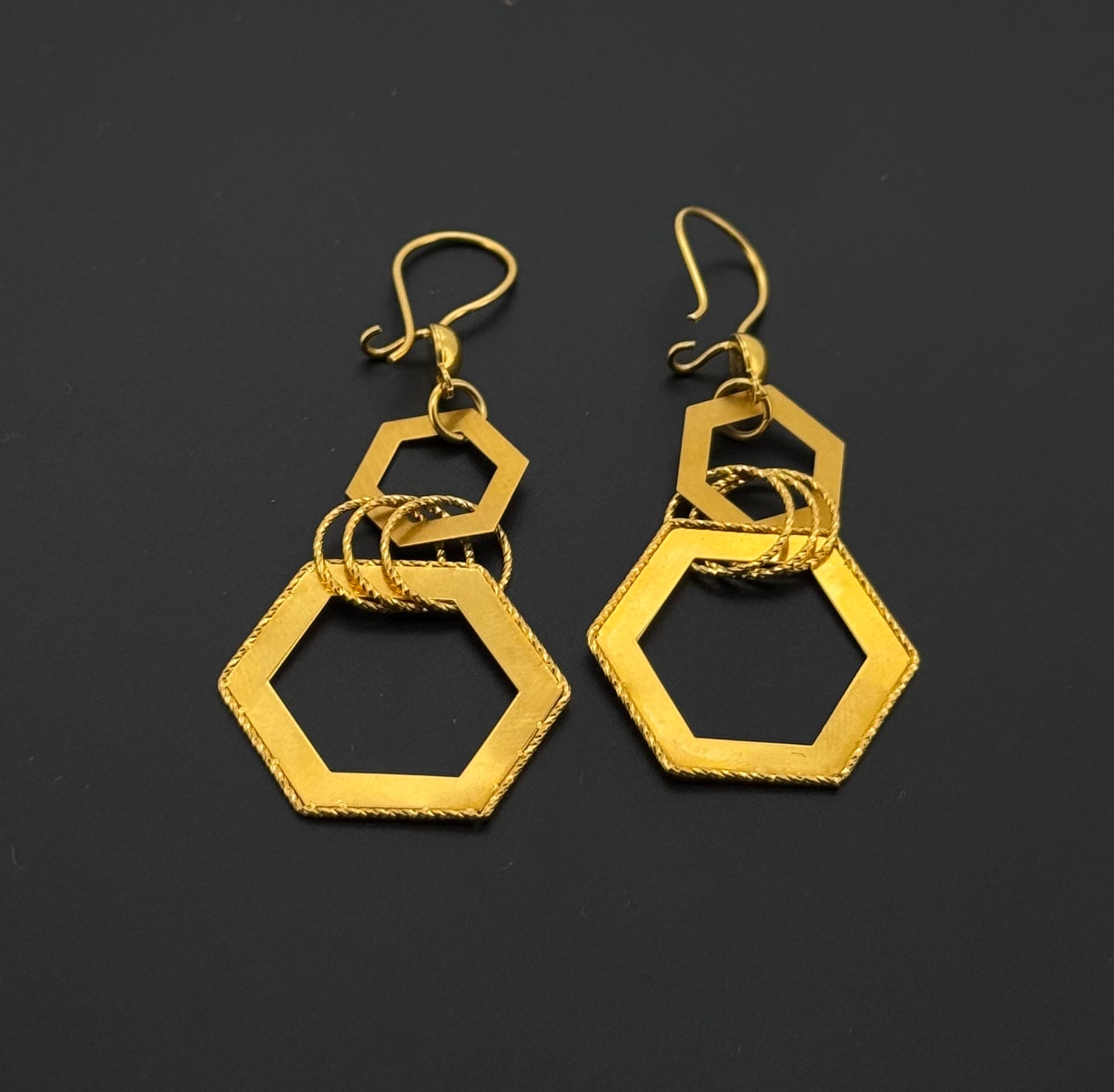 21K Solid Gold Simple Ladies Hoops E645