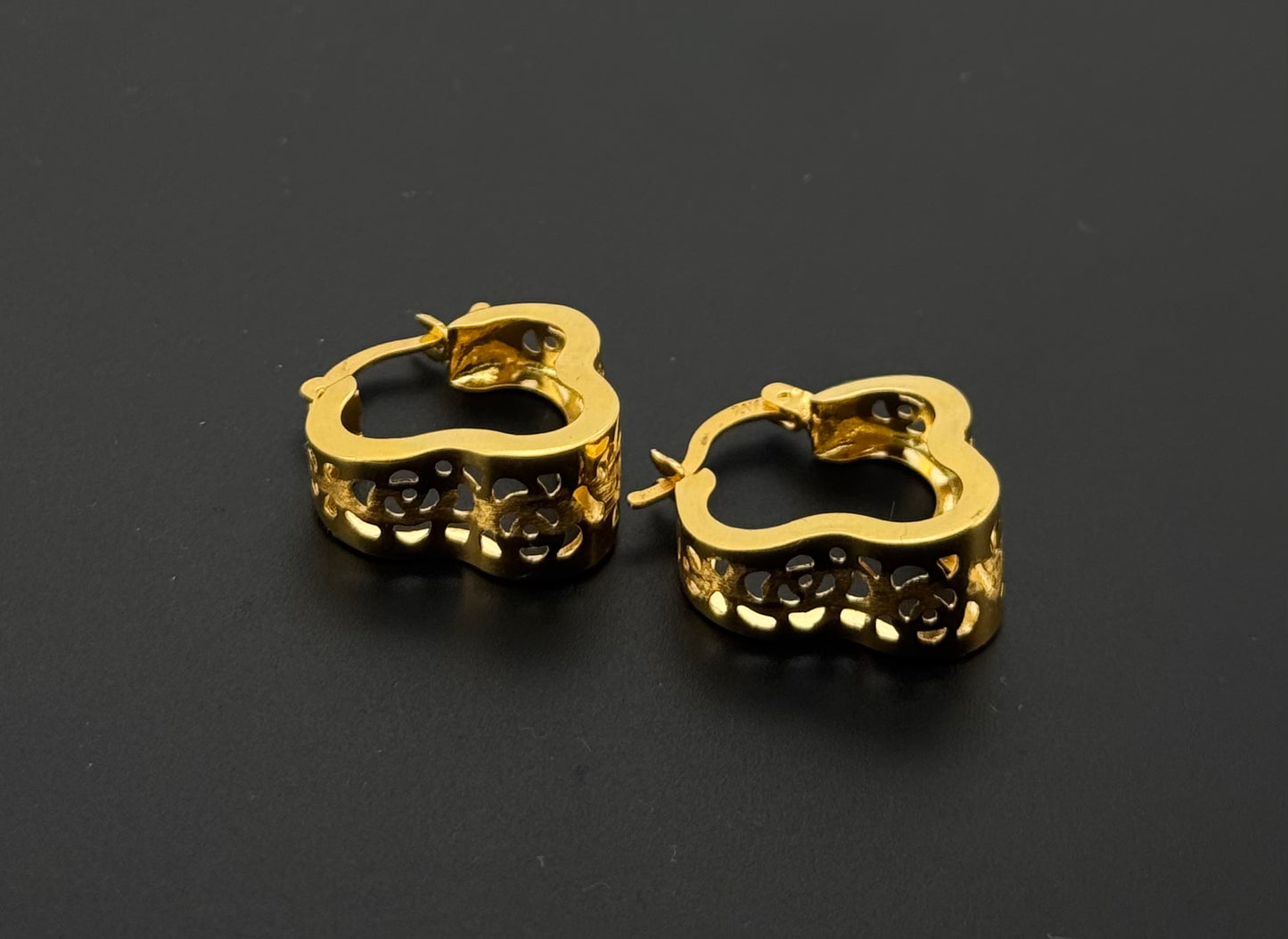 21K Solid Gold Simple Ladies Hoops E647