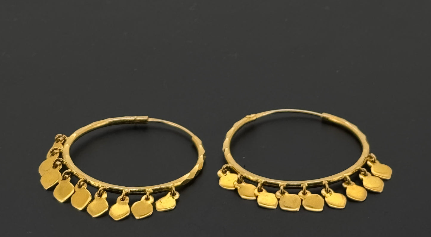 22K Solid Gold Simple Ladies Hoops E655
