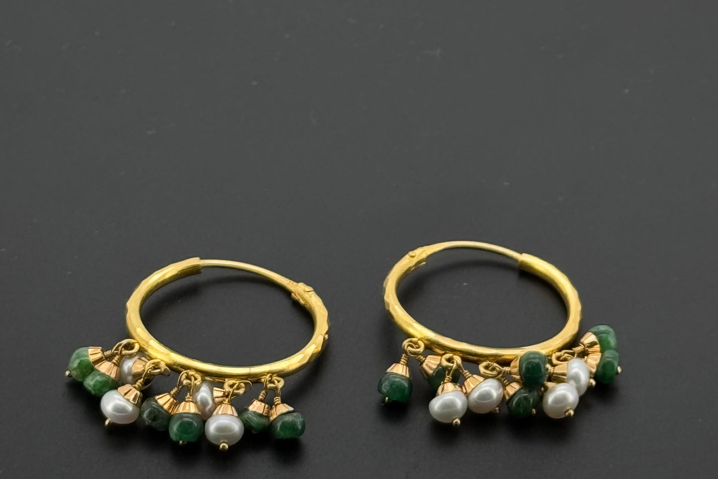 22K Solid Gold Simple Ladies Hoops E657