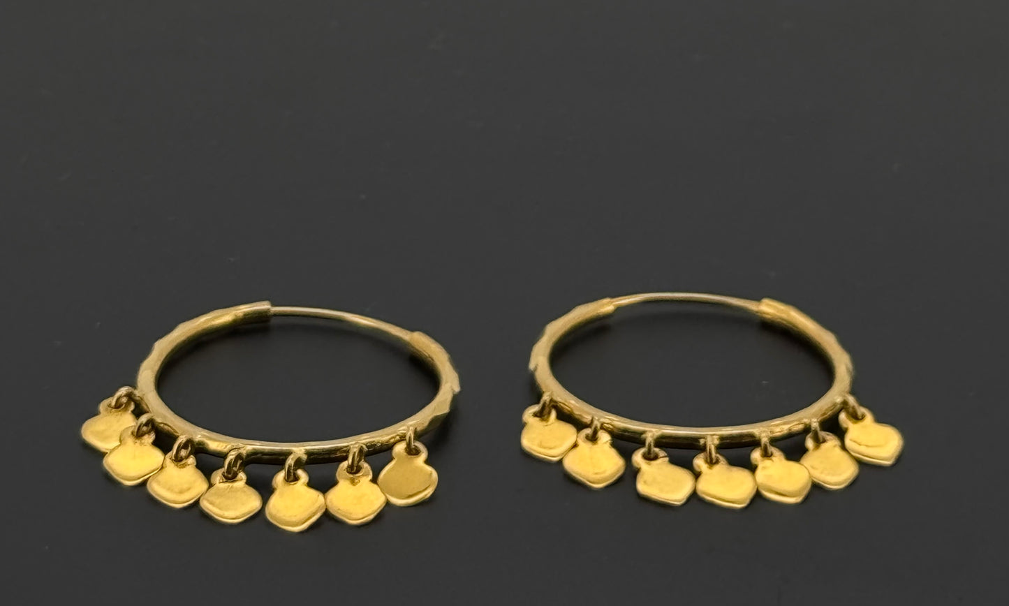 22K Solid Gold Simple Ladies Hoops E660