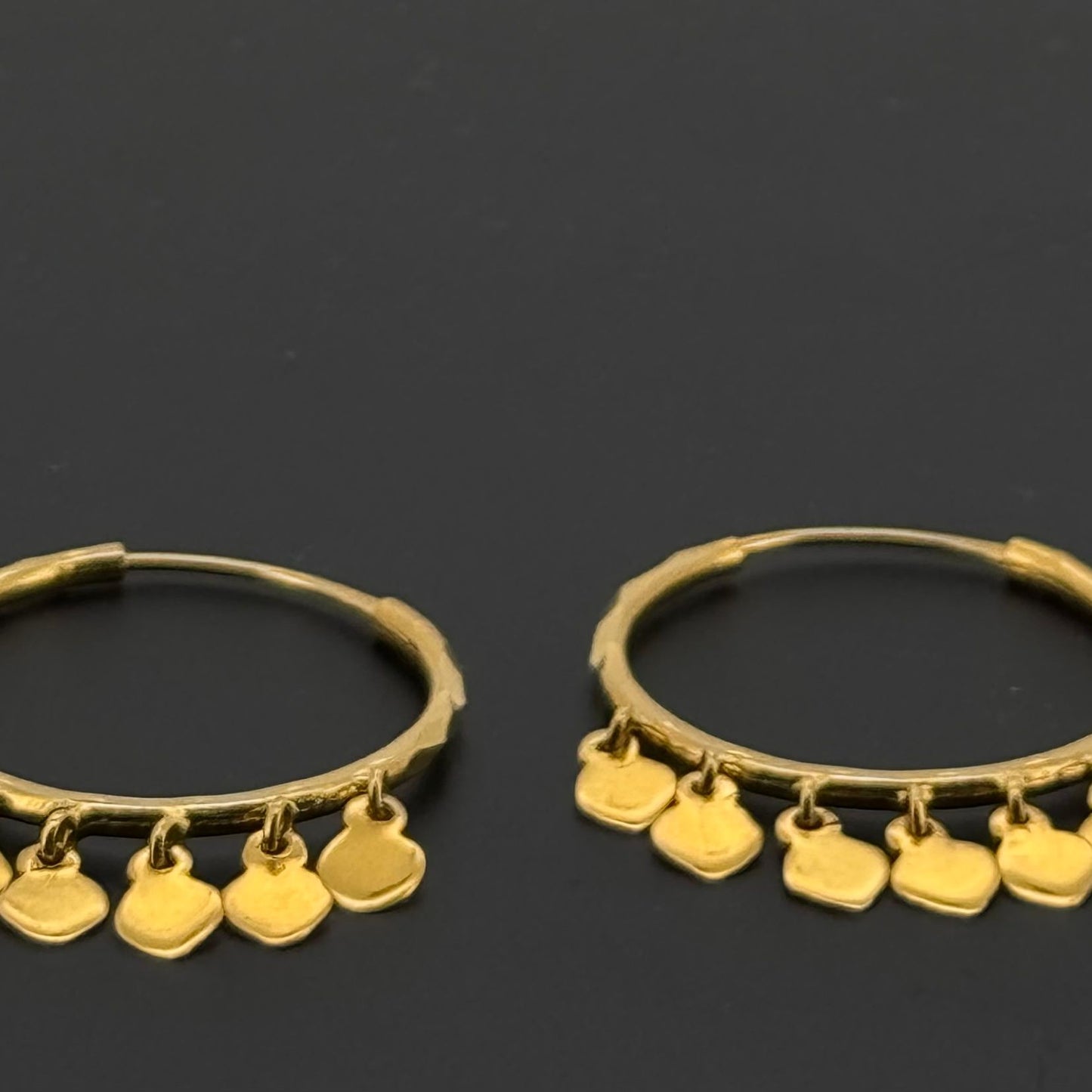 22K Solid Gold Simple Ladies Hoops E660